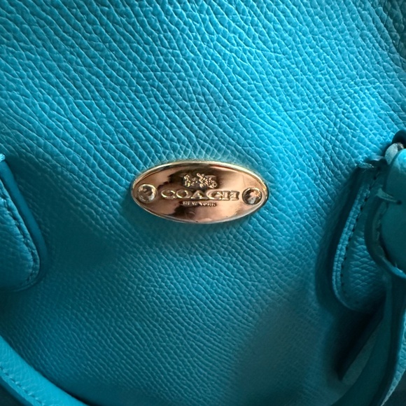 AUTHENTIC Coach Leather Mini Bennet Satchel Crossbody Handbag Turquoise color - Picture 11 of 11